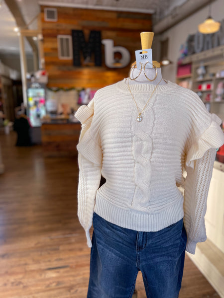 Willow Ruffle Sweater || Marshmallow