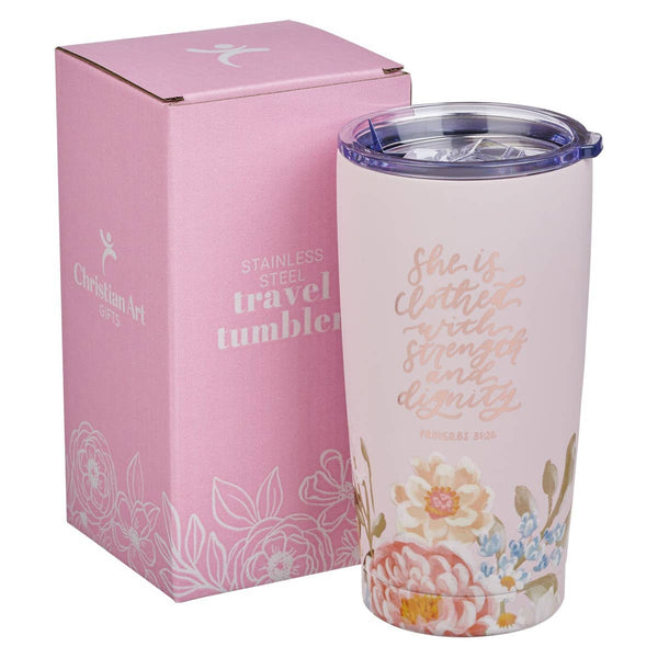 Tumbler SS Pink Strength & Dignity Prov. 31:25