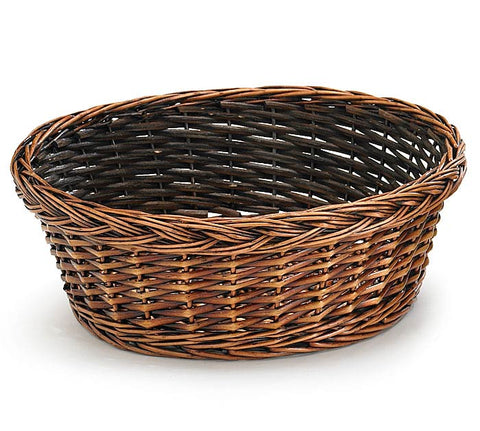 12" Dark Stain Round Willow Basket
