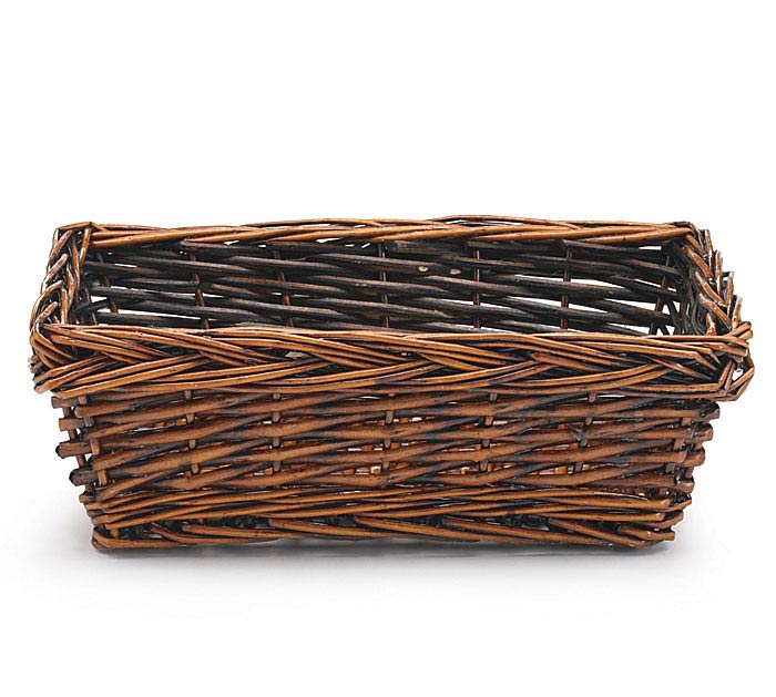 11" Willow Dark Stain Rectangular Basket