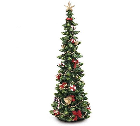 13" DECORATED RESIN CHRISTMAS TREE