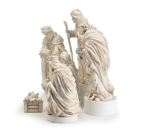 DISTRESSED WHITE NATIVITY 6 pc SET