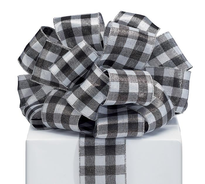 BLACK & WHITE CHECKERED RIBBON