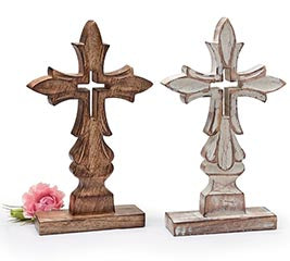 WOODEN CROSS SHELF SITTER