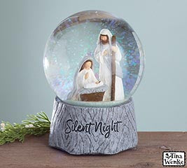 SILENT NIGHT HOLY FAMILY NATIVITY SNOW GLOBE