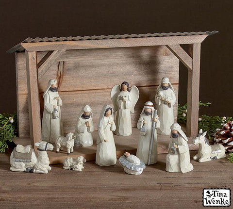 Holiest Night Resin Nativity Set with Wood / Metal Stable