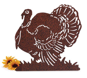 Brown Metal Cut Out Turkey Decor