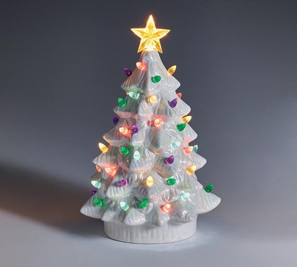 WHITE LIGHTED CHRISTMAS TREE