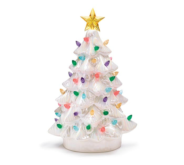 WHITE LIGHTED CHRISTMAS TREE