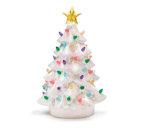 WHITE LIGHTED CHRISTMAS TREE