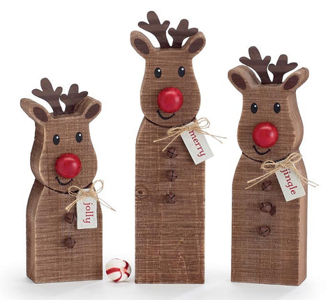 WOODEN REINDEER SITTERS