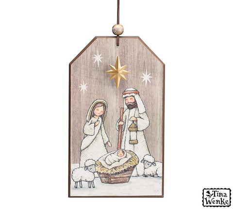 RELIGIOUS WOODEN TAG ORNAMENT