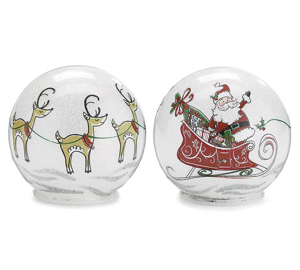 LIGHT UP SANTA IN SLEIGH GLOBE