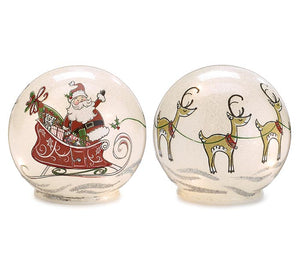 LIGHT UP SANTA IN SLEIGH GLOBE