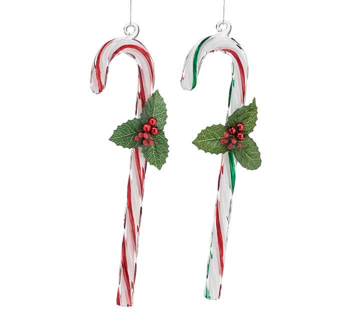 GLASS CANDY CANE ORNAMENTS