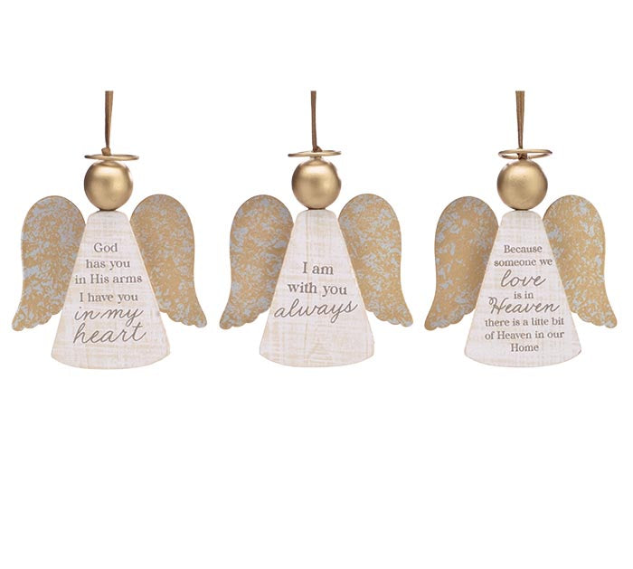 WOODEN ANGEL ORNAMENT WITH MESSAGE