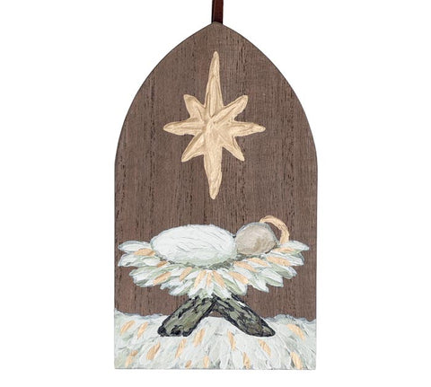 ARCH SHAPED WOODEN ORNAMENT WITH BABY JESUS