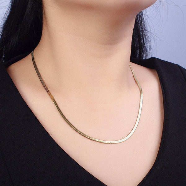 Gold Herringbone Dainty 2.5mm Chain Necklace