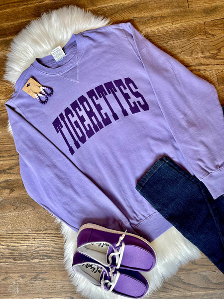 SS Preppy Mascot Pullover || Tigerettes on Purple PRE-ORDER