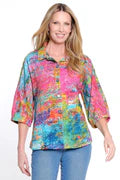 Ali Miles || Aimee Abstract Multi Tunic with Dolman Sleeves