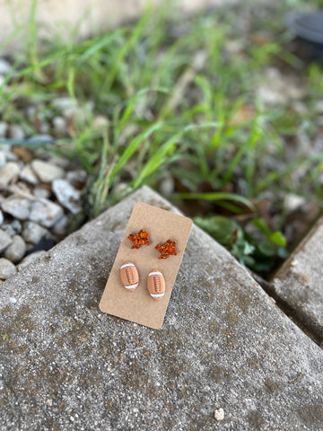 Two Pack Orange Texas Stud +Football Stud