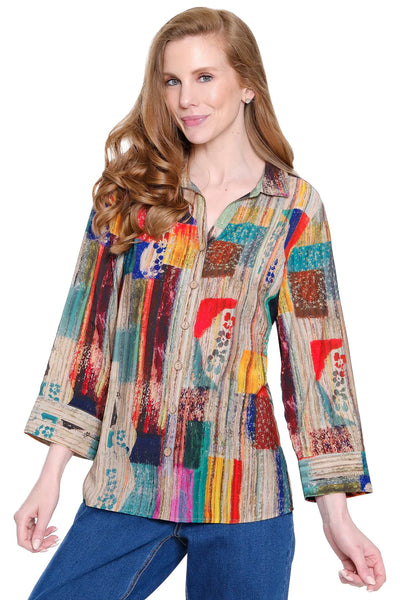 Addison Button Front Tunic ||  Abstract Multi
