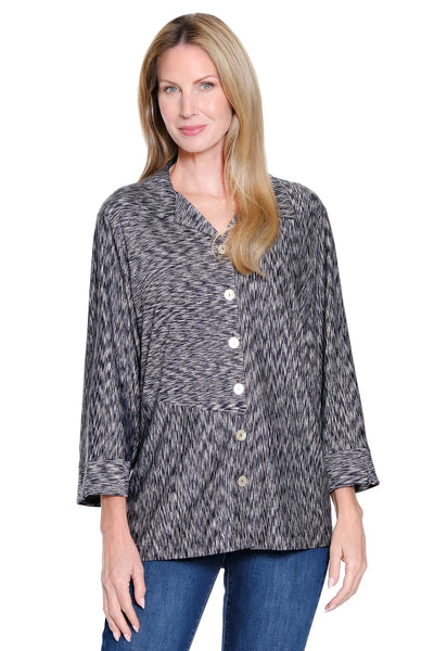 Amanda Back Button Tunic || Black/White