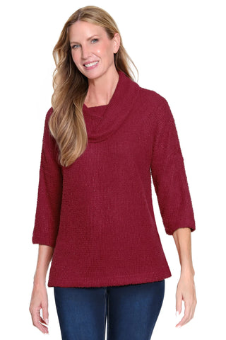Ali Miles || Andrea Textured Knit Tunic - Cranberry