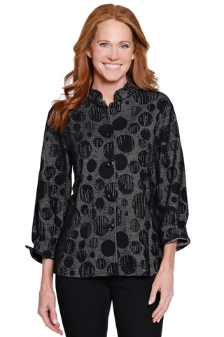 Ali Miles || Abby Jacquard Knit Tunic - Black Dot