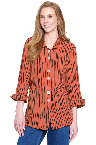 Ali Miles || Ava Print Crinkle Tunic in Spice