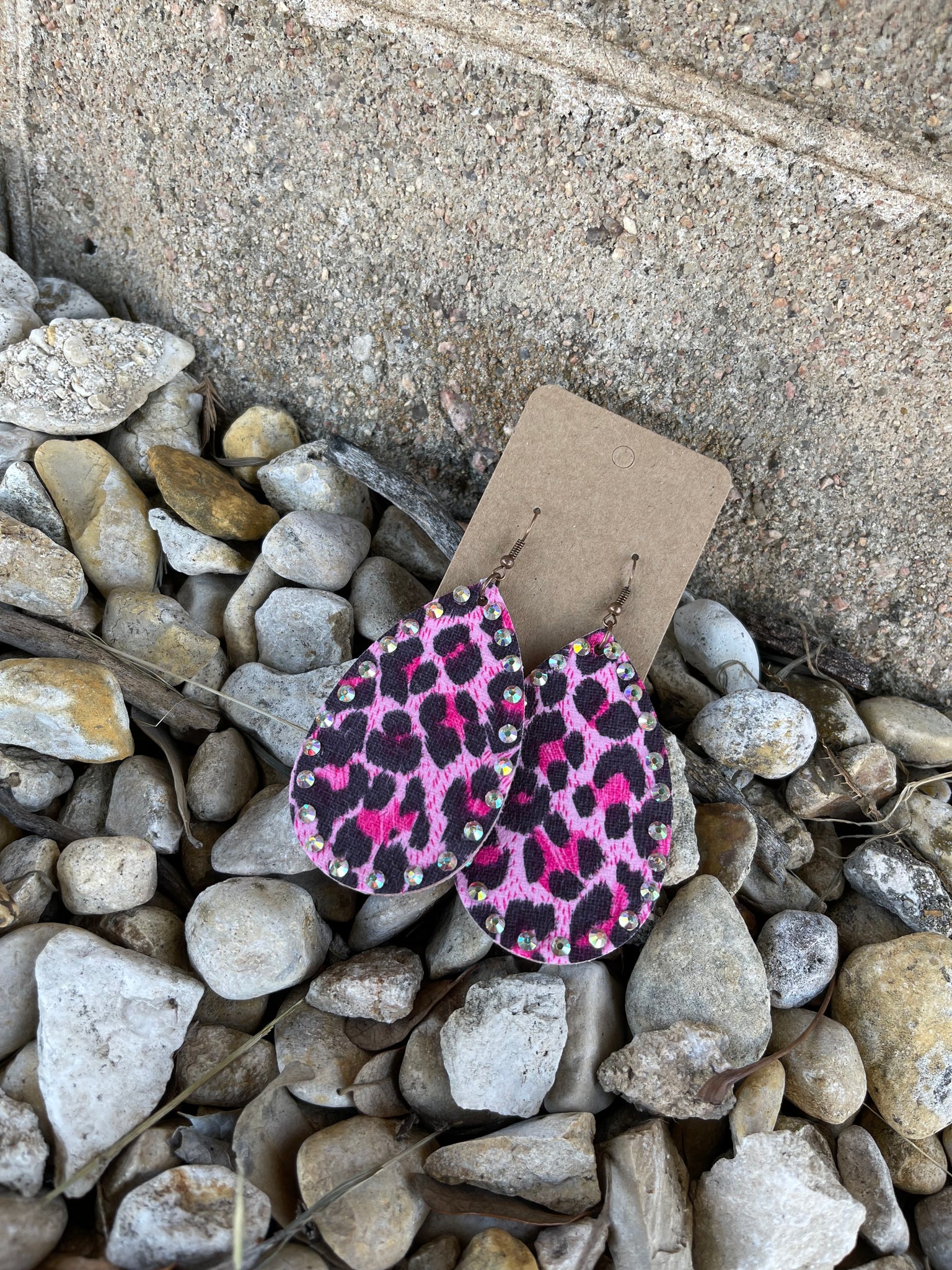 Hot Pink Leopard Print Teardrop Earrings