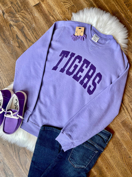 SS Preppy Mascot Pullover || Tigers on Purple PRE-ORDER