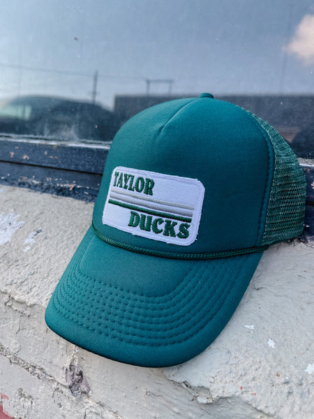 Lucky Spirit Retro Stripe Trucker Hat || Taylor Ducks Emerald on Emerald