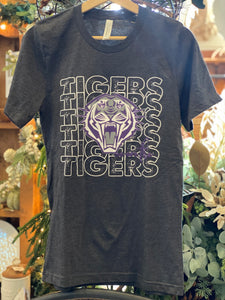 Spirit Mascot Repeat Crew Neck Tee || Purple Tigers