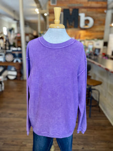 Corded Fleece Pullover || Purple