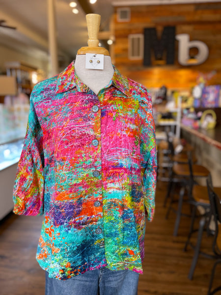 Ali Miles || Aimee Abstract Multi Tunic with Dolman Sleeves