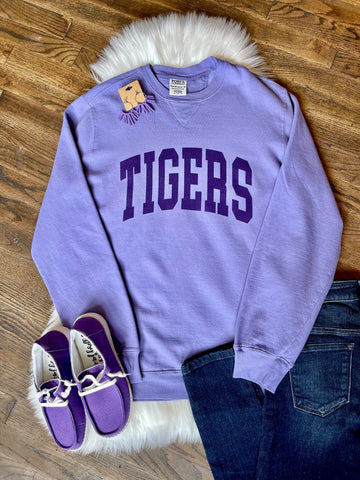 SS Preppy Mascot Pullover || Tigers on Purple