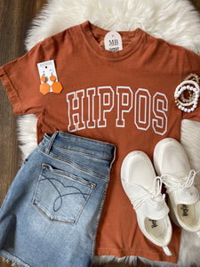 School Spirit Outline Tee || ORANGE HIPPOS