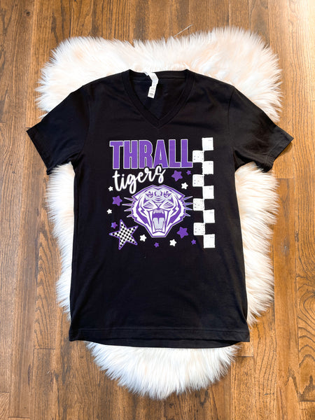 Mascot Checkered Spirit Tee || Thrall Tigers