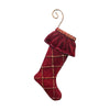 Burgundy Velvet Stocking Metal Ornament