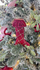 Burgundy Velvet Stocking Metal Ornament