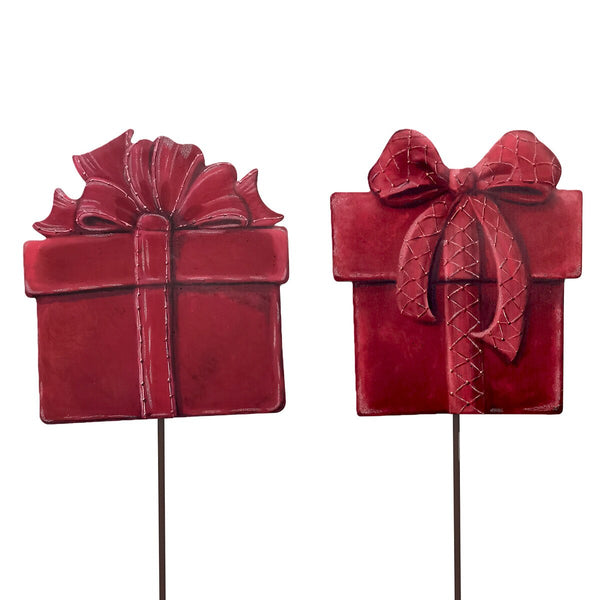 Burgundy Velvet Gift Boxes Metal Stake