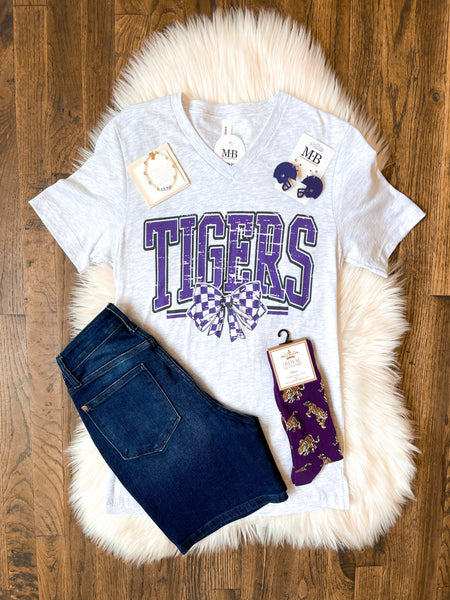 Spirit Bow Mascot Tee || Purple Tigers