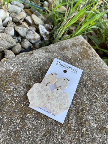 White Leopard Print Double Stack Earrings