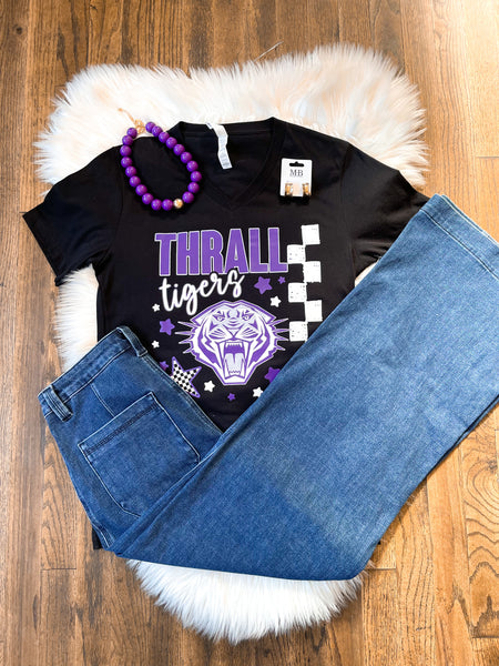 Mascot Checkered Spirit Tee || Thrall Tigers