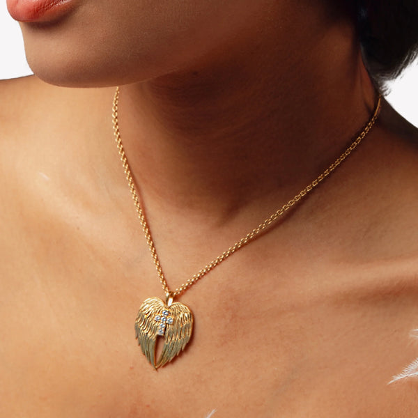Rizen || Divine Wings Cross Necklace - Gold