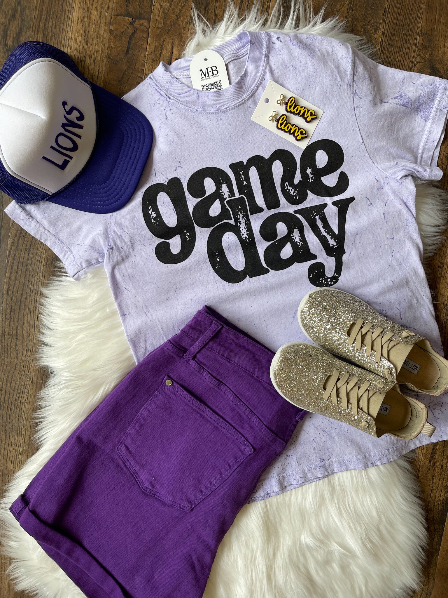 Marbled Game Day Tee || Purple