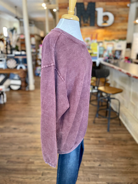 Corded Fleece Pullover || Maroon