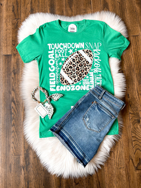 Leopard Football with Scattered Words - Heathered Green