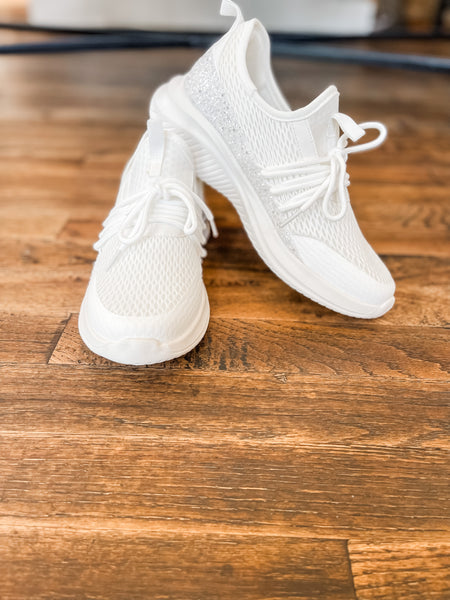 Soft Serve Tennis Shoe || White Chunky Glitter